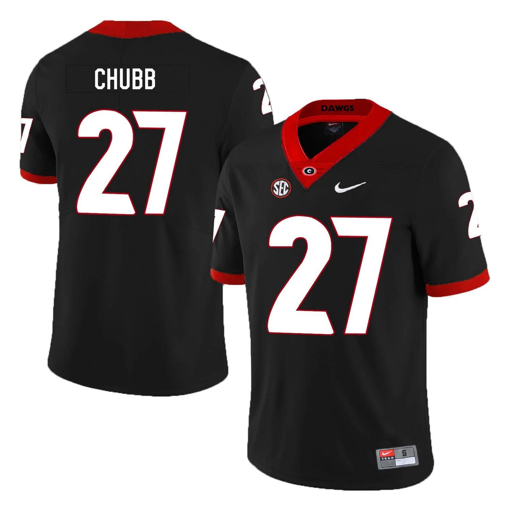 Georgia Bulldogs #27 Nick Chubb College Football Jersey Black by My Store