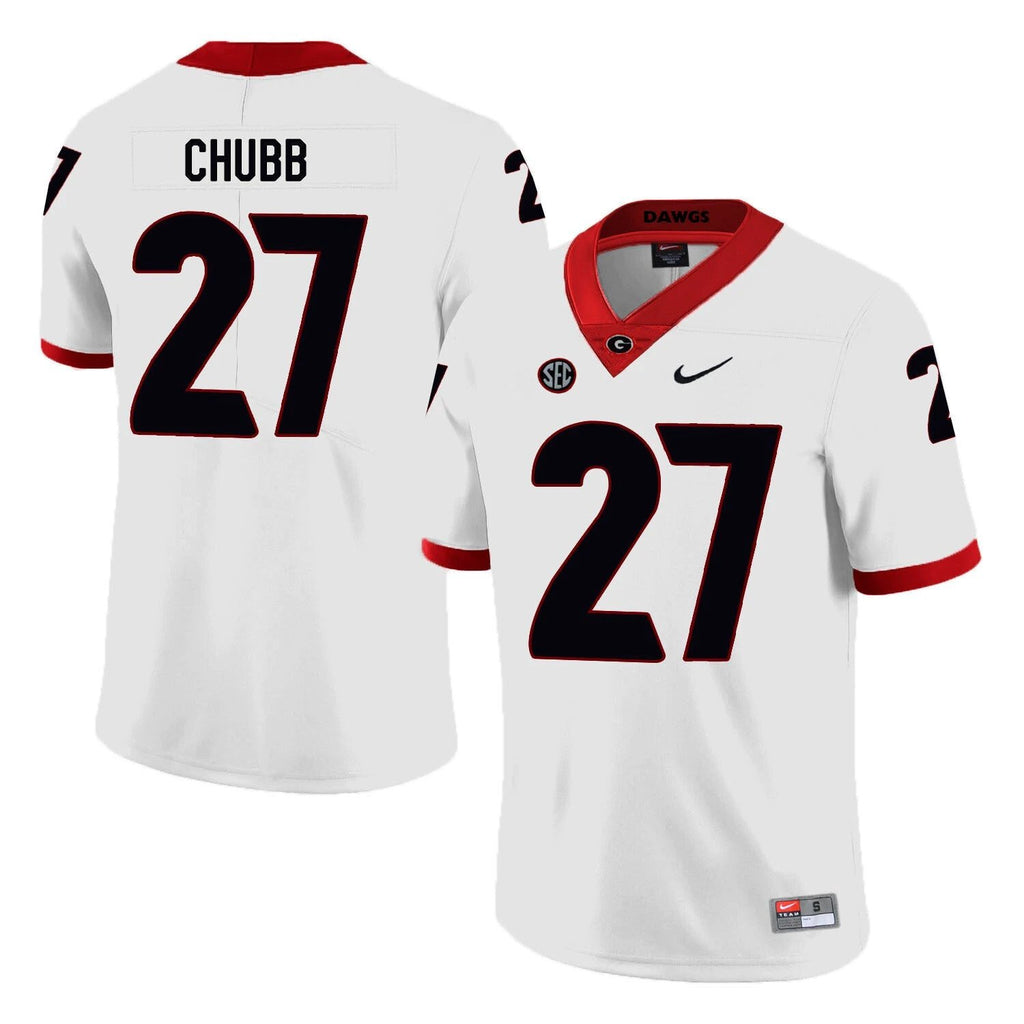 Georgia Bulldogs #27 Nick Chubb College Football Jersey White by My Store