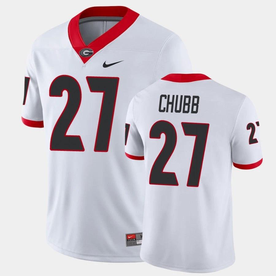 Georgia Bulldogs #27 Nick Chubb White Game College Football Jersey by My Store