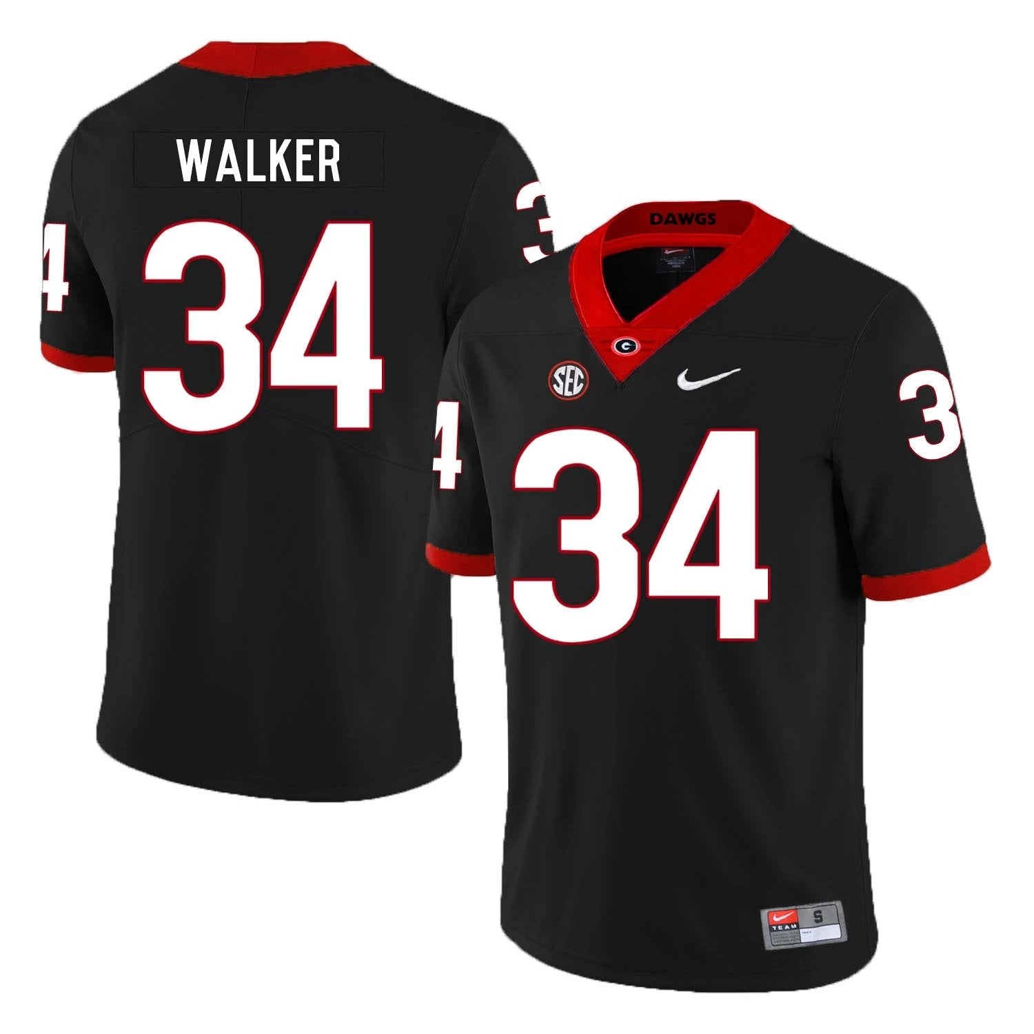 Georgia Bulldogs #34 Herchel Walker College Football Jersey Black by My Store