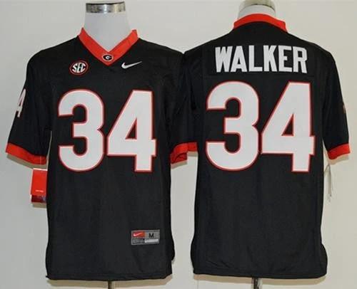Georgia Bulldogs #34 Herschel Walker NCAA Black SEC Patch Jersey by My Store