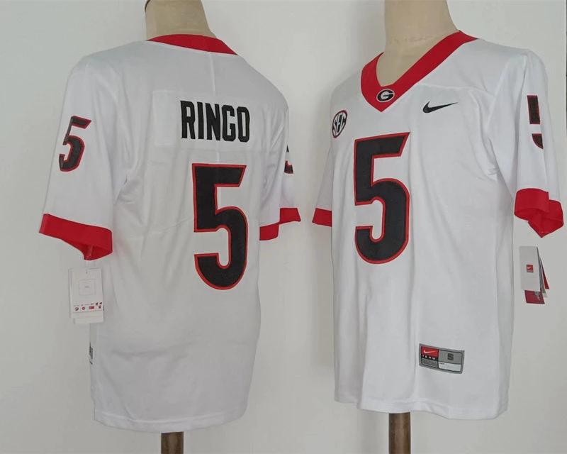 Georgia Bulldogs #5 Kelee Ringo NCAA Football Jersey White by My Store
