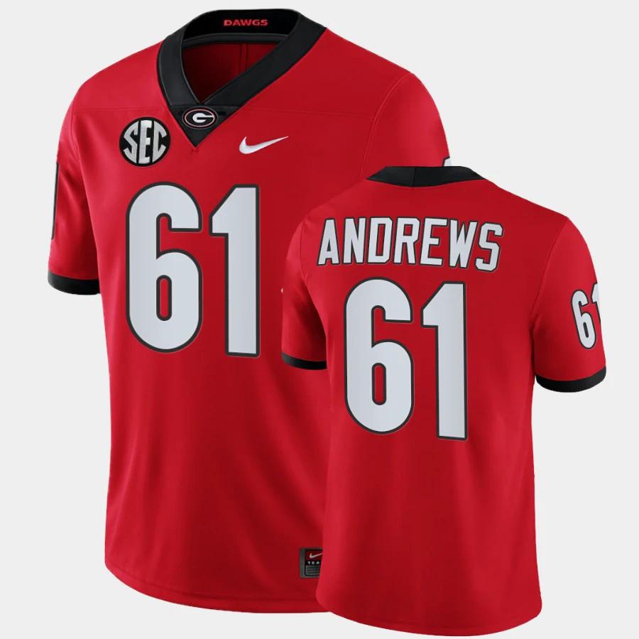 Georgia Bulldogs #61 David Andrews Red College Football Alumni Jersey by My Store