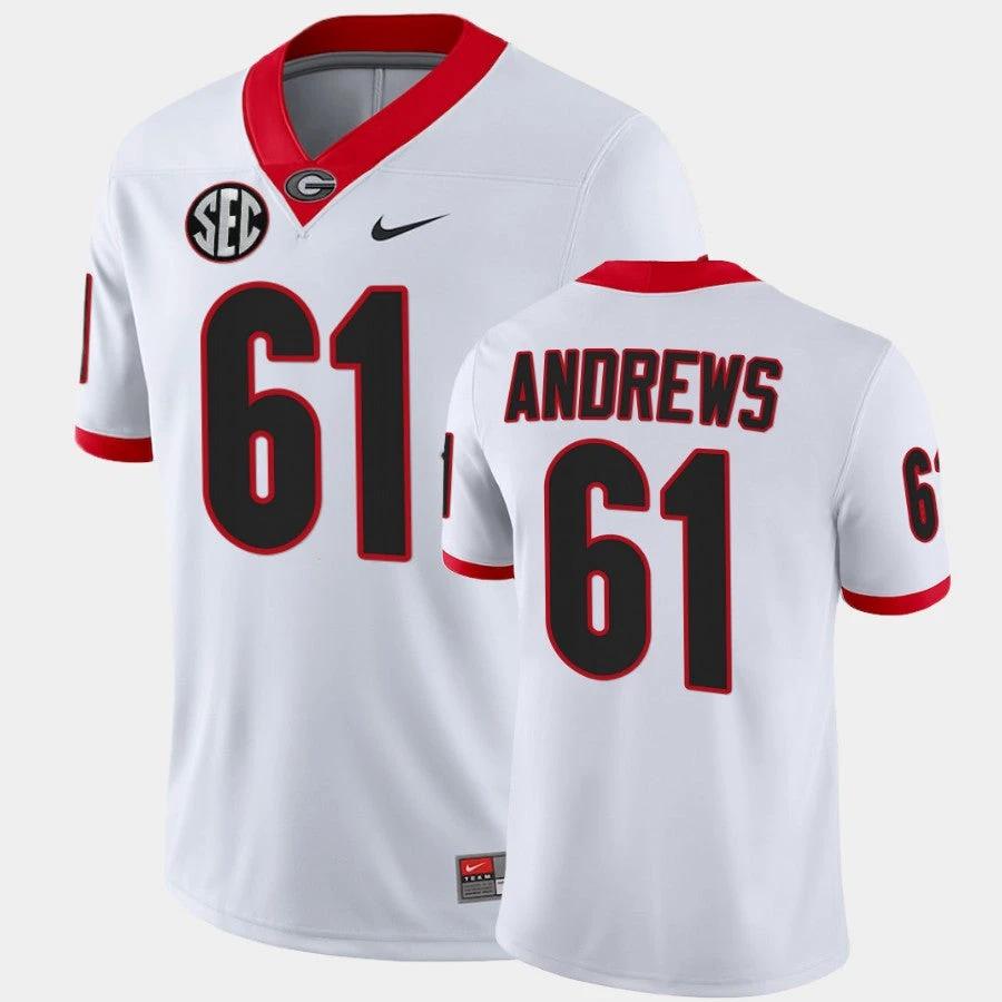 Georgia Bulldogs #61 David Andrews White College Football Alumni Jersey by My Store