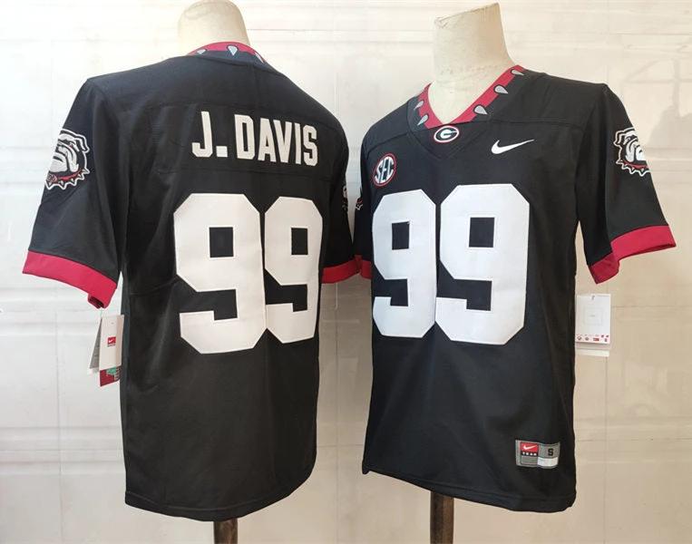 Georgia Bulldogs #99 J.Davis NCAA Football Jersey Black by My Store