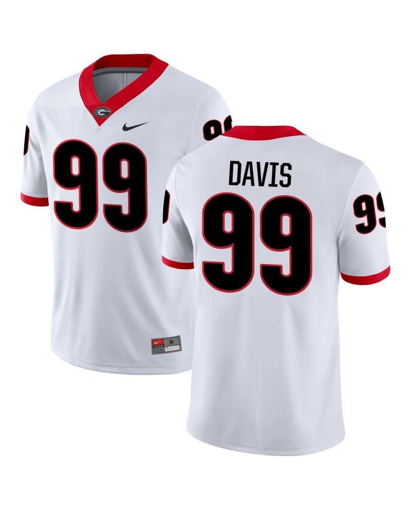 Georgia Bulldogs #99 Jordan Davis Alumni College Football Jersey White by My Store