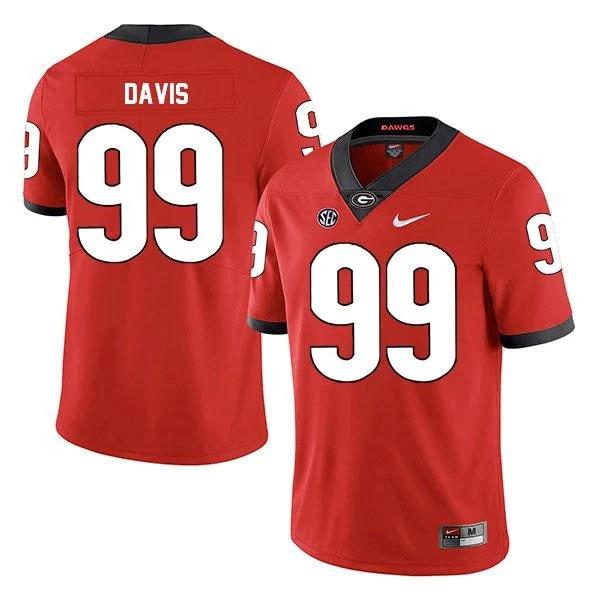 Georgia Bulldogs #99 Jordan Davis Jersey Red College Football NCAA by My Store