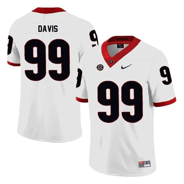 Georgia Bulldogs #99 Jordan Davis Jersey White College Football NCAA by My Store