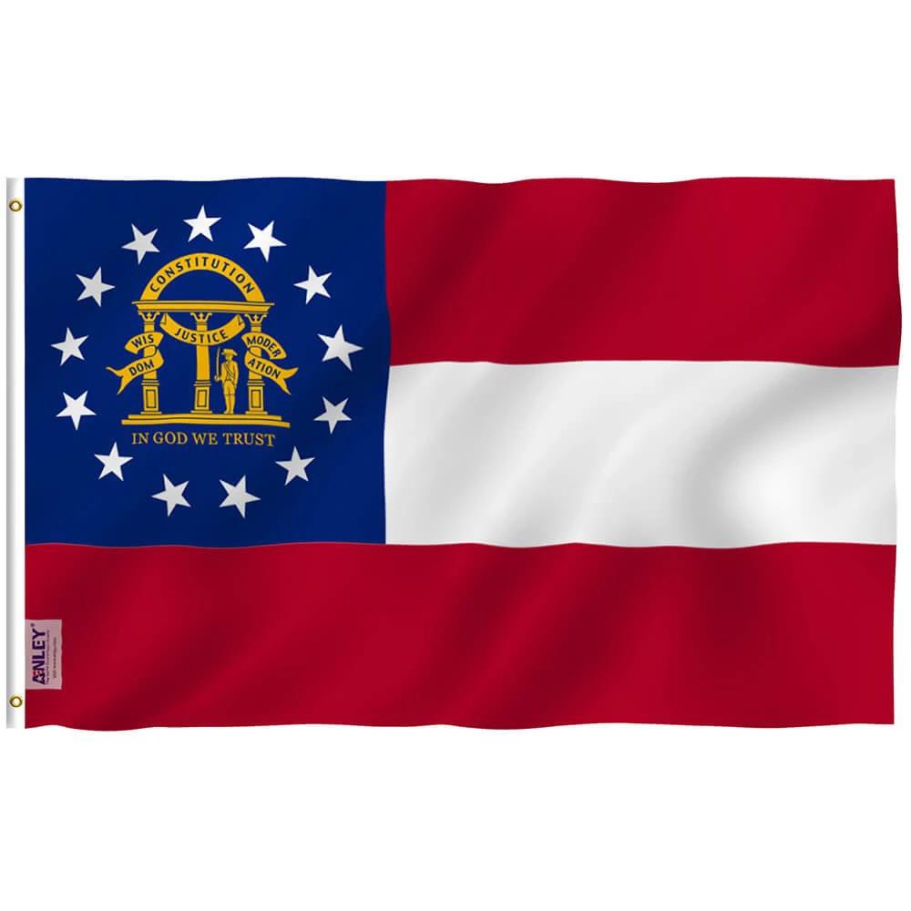Georgia State Polyester Flag - State of Georgia GA Flag with Brass Grommets 3X5Ft Banner USA by flagsjustdoit