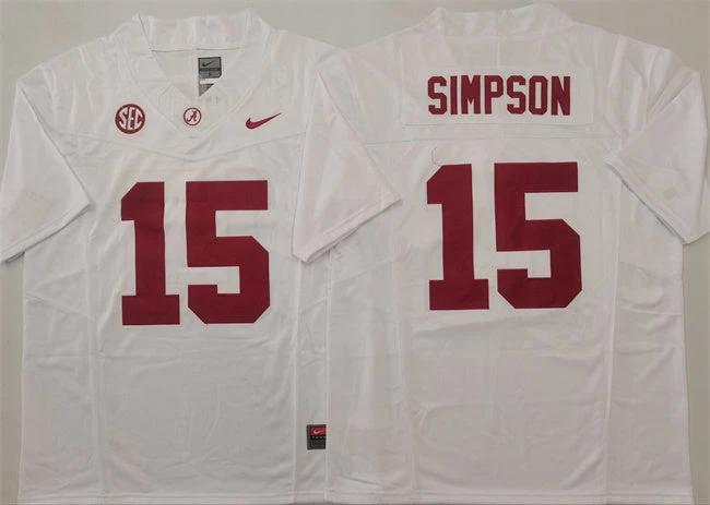 Georgia Bulldogs #15 Ty Simpson Jersey F.U.S.E. Football Stitched by My Store NCAA Football Jerseys