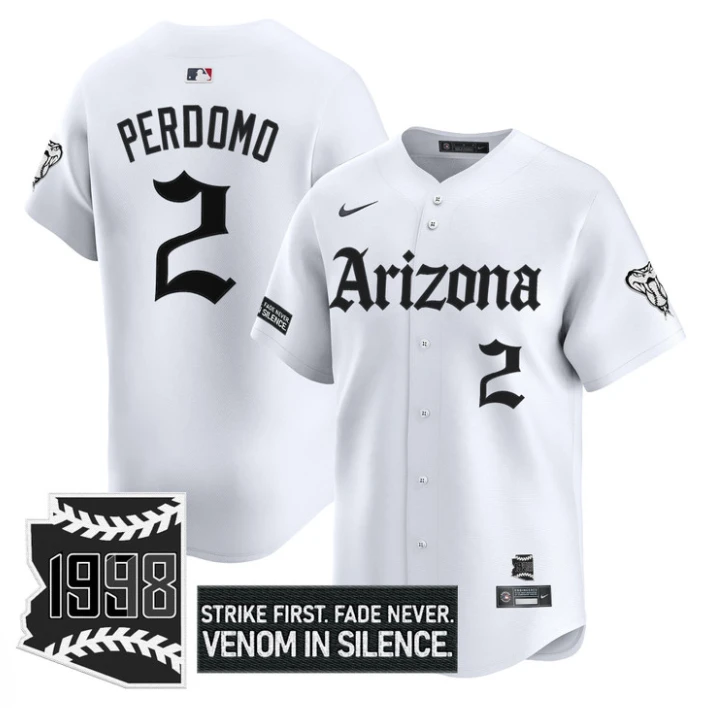 Geraldo Perdomo Jersey #2 Arizona Diamondbacks Gothic Desert Fang Edition White by My Store