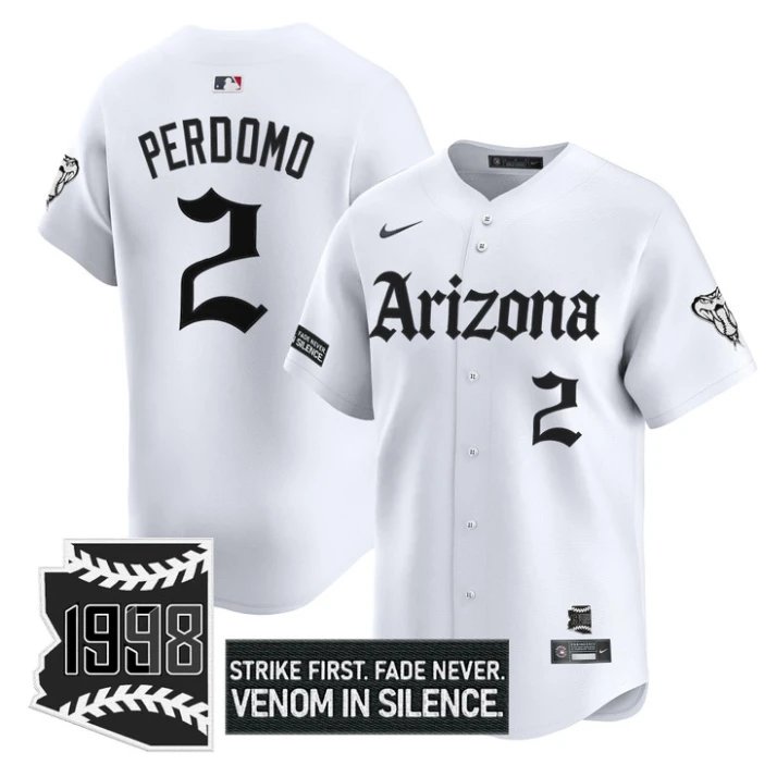 Geraldo Perdomo Jersey #2 Arizona Diamondbacks Gothic Desert Fang Edition White by My Store