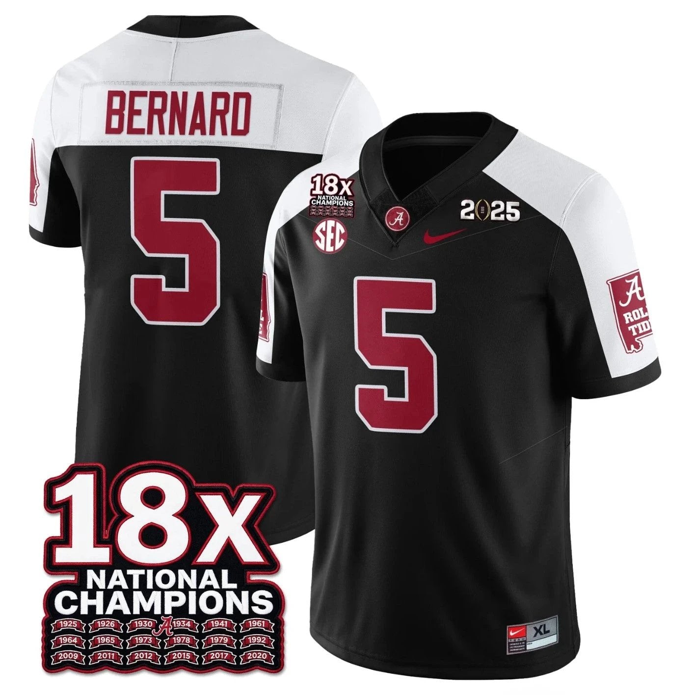 Germie Bernard Jersey #5 Alabama Crimson 18x-Time National Champions by My Store NCAA Football Jerseys
