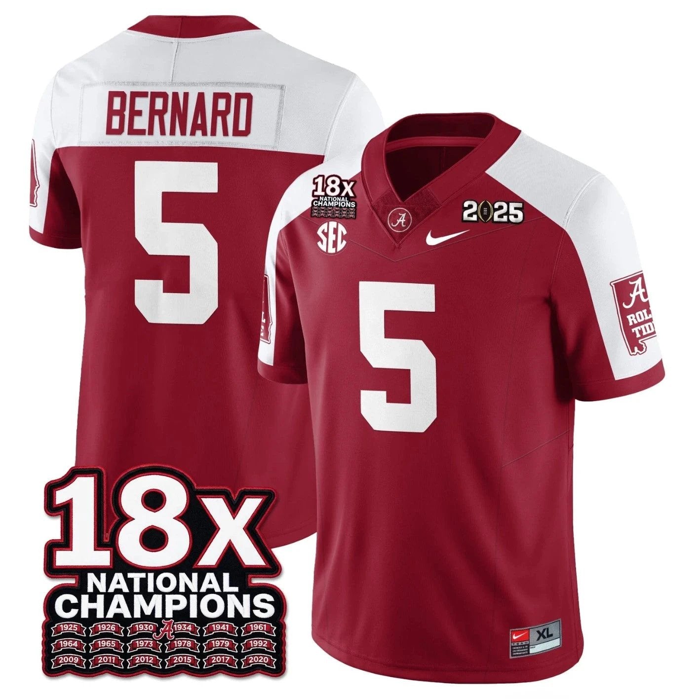 Germie Bernard Jersey #5 Alabama Crimson 18x-Time National Champions by My Store NCAA Football Jerseys