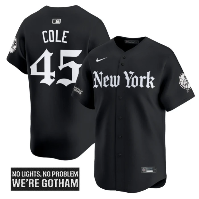 Gerrit Cole Jersey #45 New York Yankees Gothic Legacy Edition Vapor Premier Stitched Black by My Store