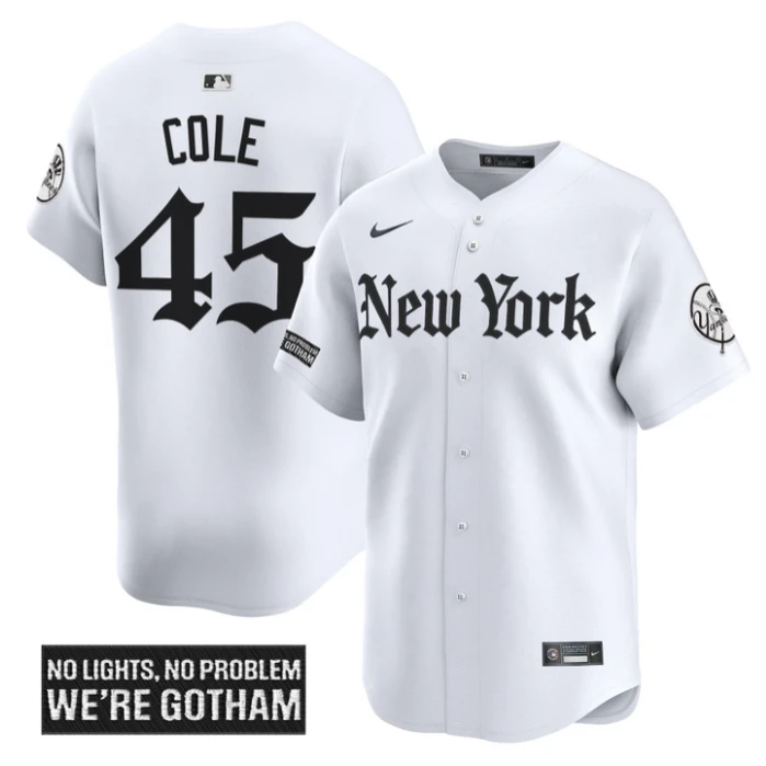 Gerrit Cole Jersey #45 New York Yankees Gothic Legacy Edition Vapor Premier Stitched White by My Store