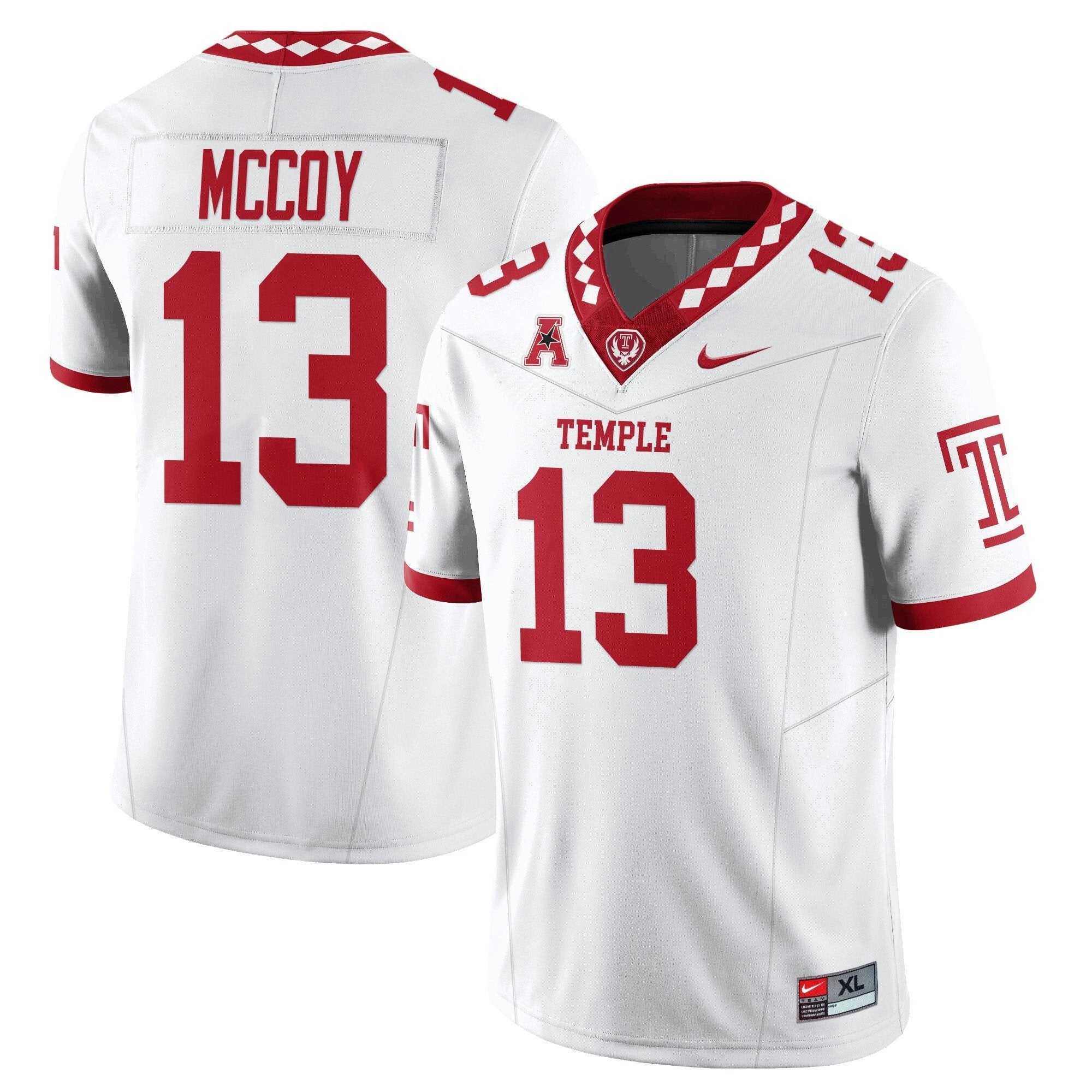 Gevani McCoy Jersey #13 Temple Football 2025 Vapor Limited Stitched White by NCAA Football Jersey