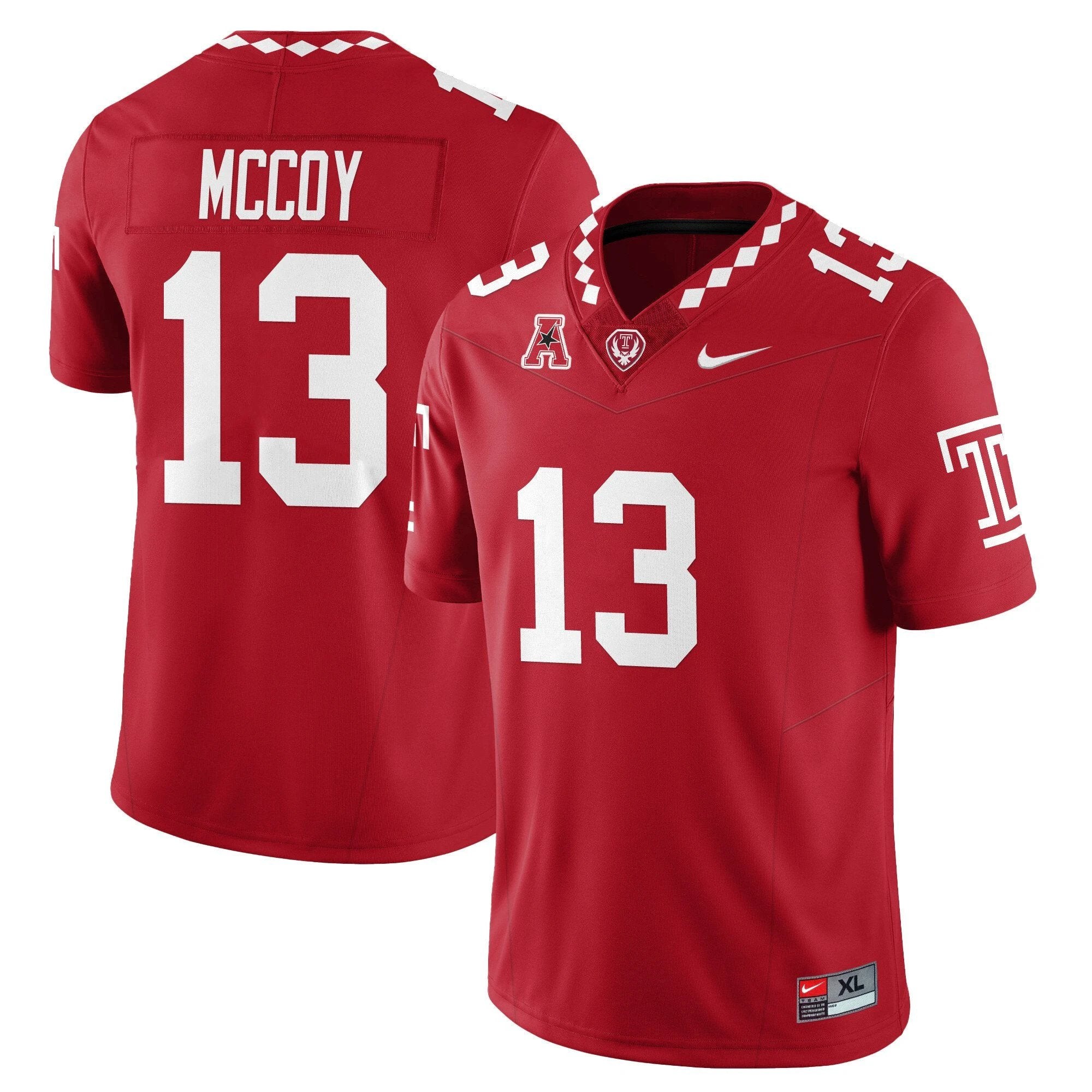 Gevani McCoy Jersey #13 Temple Football 2025 Vapor Limited Stitched by My Store NCAA Football Jerseys