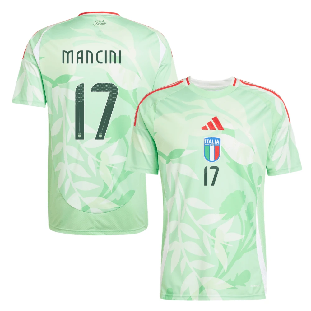 Gianluca Mancini 17 Italy National Team 2025-26 Away Men Jersey – Green by Soccer Jersey