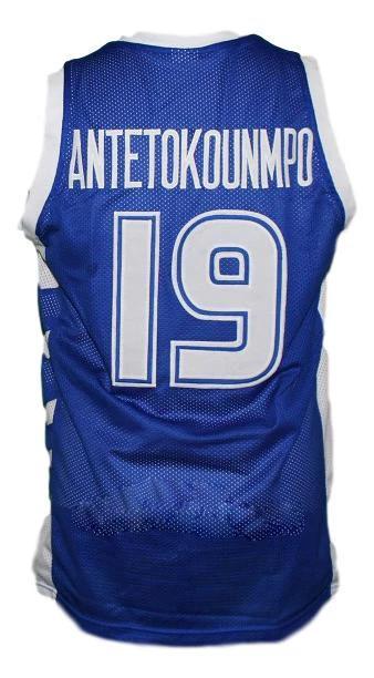 Giannis Antetokounmpo Jersey #19 Greece Basketball Blue by My store basketball