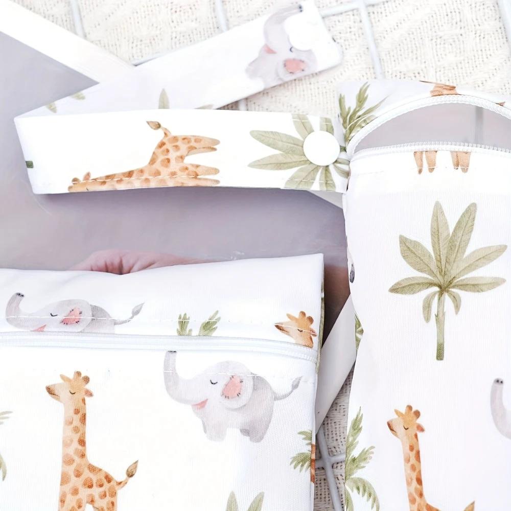 Baby Zoo Safari Print Reusable Wet Dry Bag | 3pcs Set by Casa & Beyond US