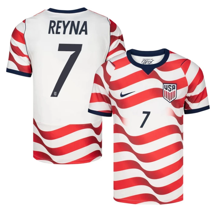 Gio Reyna Jersey #7 USMNT 2026 World Cup Match Stitched Stripes Soccer by Soccer Jersey