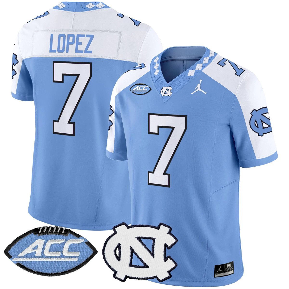 Gio Lopez Jersey #7 North Carolina Tar Heels 2025 Limited Stitched by My Store NCAA Football Jerseys