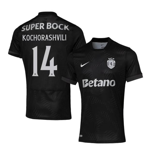 Giorgi Kochorashvili 14 Sporting CP 2025-26 Away Match Jersey – Black by Soccer Jersey