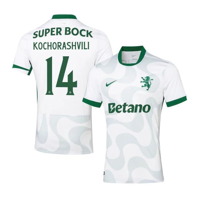 Giorgi Kochorashvili 14 Sporting CP 2025-26 Third Match Jersey – White by Soccer Jersey