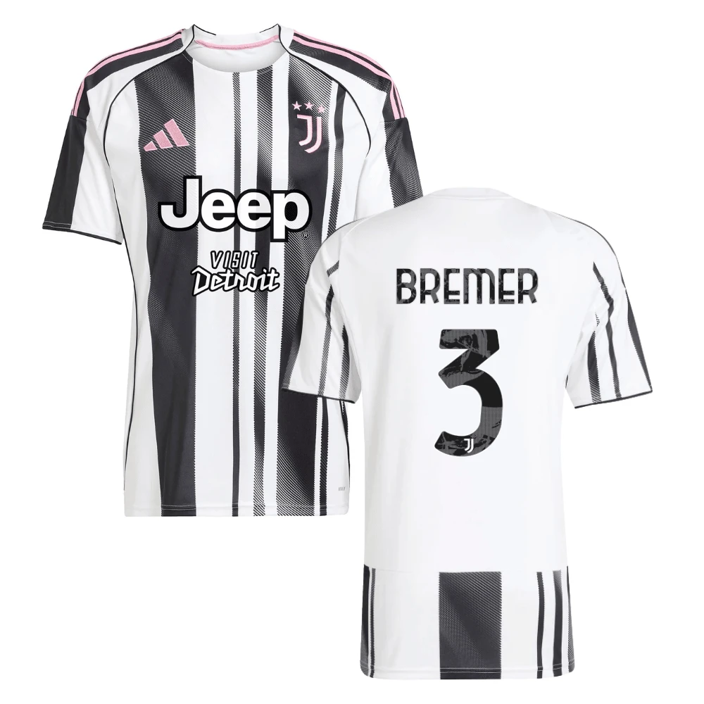 Gleison Bremer 3 Juventus 2025-26 Home Men Jersey – White by Soccer Jersey