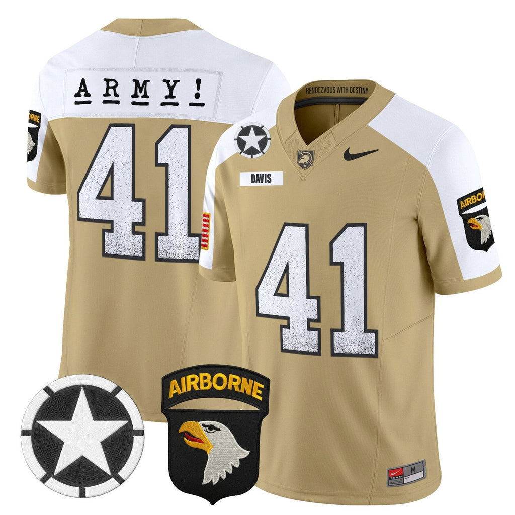 Glenn Davis Jersey #41 Army Black Knights 2025 Screaming Eagles Stitched Tan Alter by My Store NCAA Football Jerseys