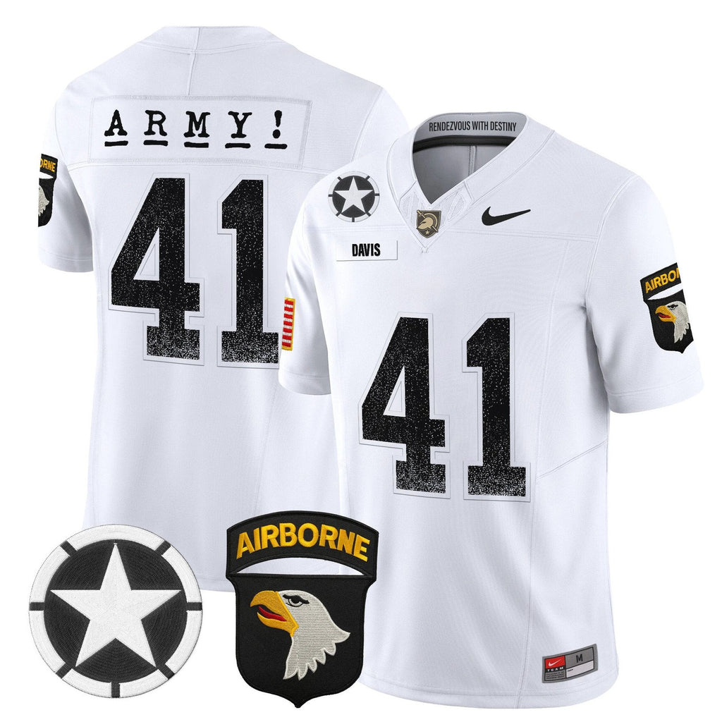Glenn Davis Jersey #41 Army Black Knights 2025 Screaming Eagles Stitched White by My Store NCAA Football Jerseys