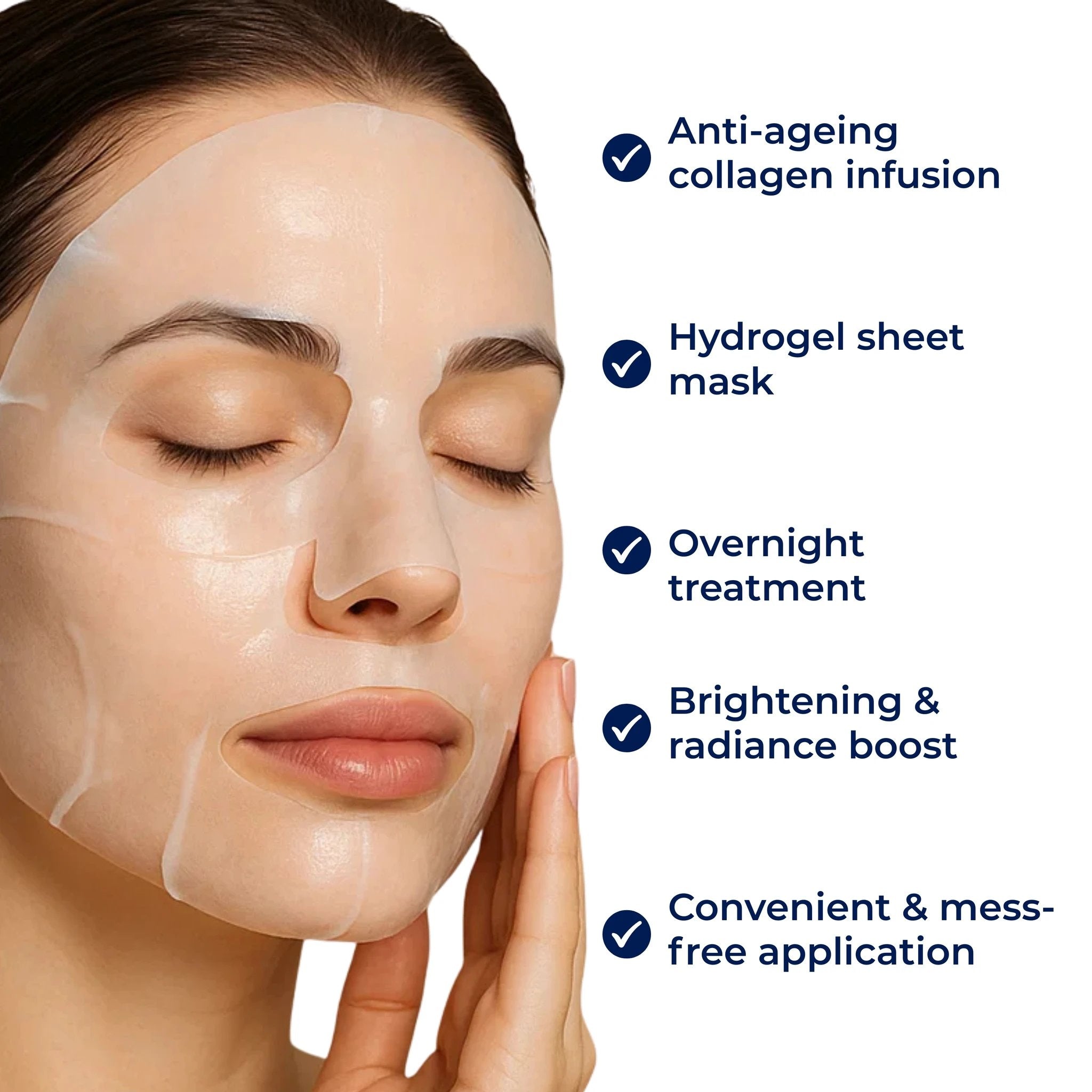 GlowRevive | Collagen Sheet Mask – Hydrating Overnight Treatment – Hydrogel – Anti-Ageing Skincare Bowlift by Bowlift