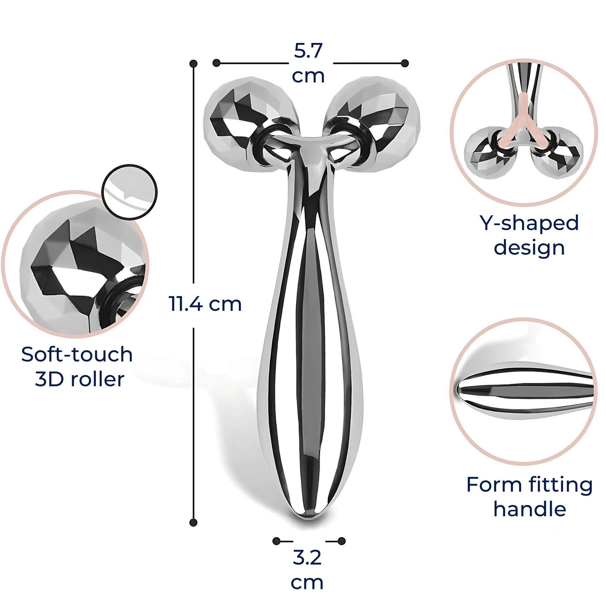 GlowRoller | Face Roller Massager – Depuffing & Lift – Metal Rolling Heads – Daily Spa Facial Bowlift by Bowlift