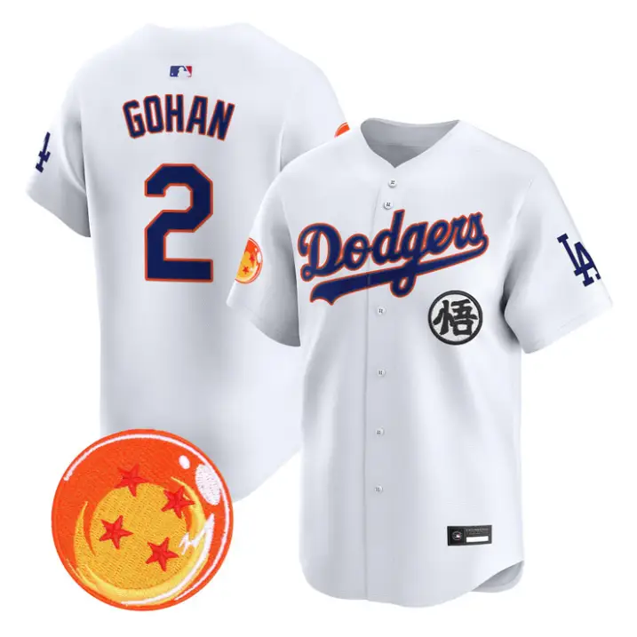 Gohan Jersey #2 Dodgers Dragon Ball Vapor Premier Limited Stitched by My Store