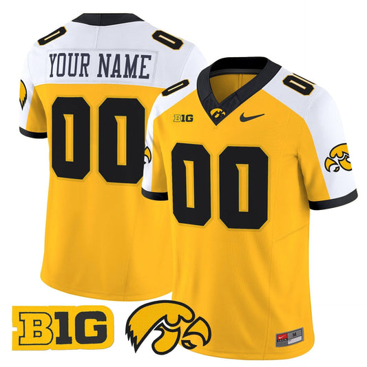 Custom Iowa Hawkeyes Jersey Name, Number 2025 Limited Stitched Gold Alternate by My Store