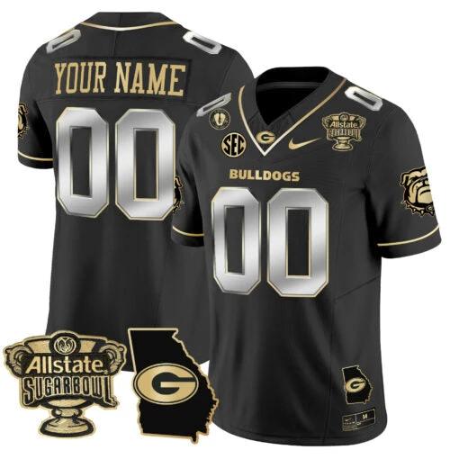Custom Georgia Bulldogs Jersey 2025 Sugar Bowl Patch Vapor Limited Black Gold Trim by My Store