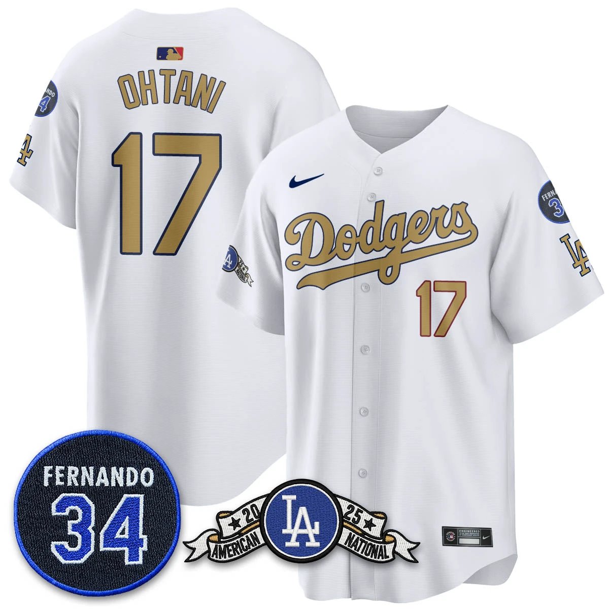 Los Angeles Dodgers 2025 National League Champions Jersey - All Stitched by Los Angeles Dodgers