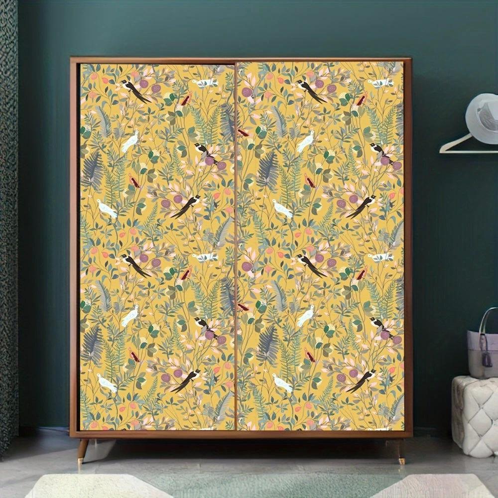 Golden Canopy Bird and Leaf Peelable Wallpaper by Casa & Beyond