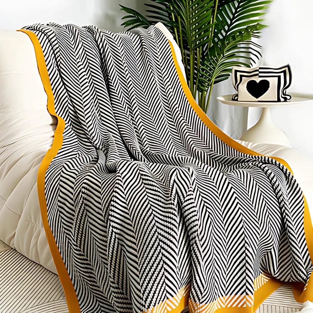 Golden Chevron Luxe Blanket by Casa & Beyond