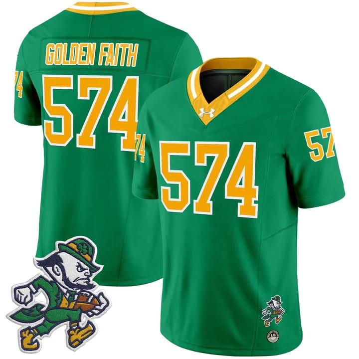 Golden Faith Jersey #574 Notre Dame 2025 Gridiron Leprechaun Edition Throwback by My Store NCAA Football Jerseys