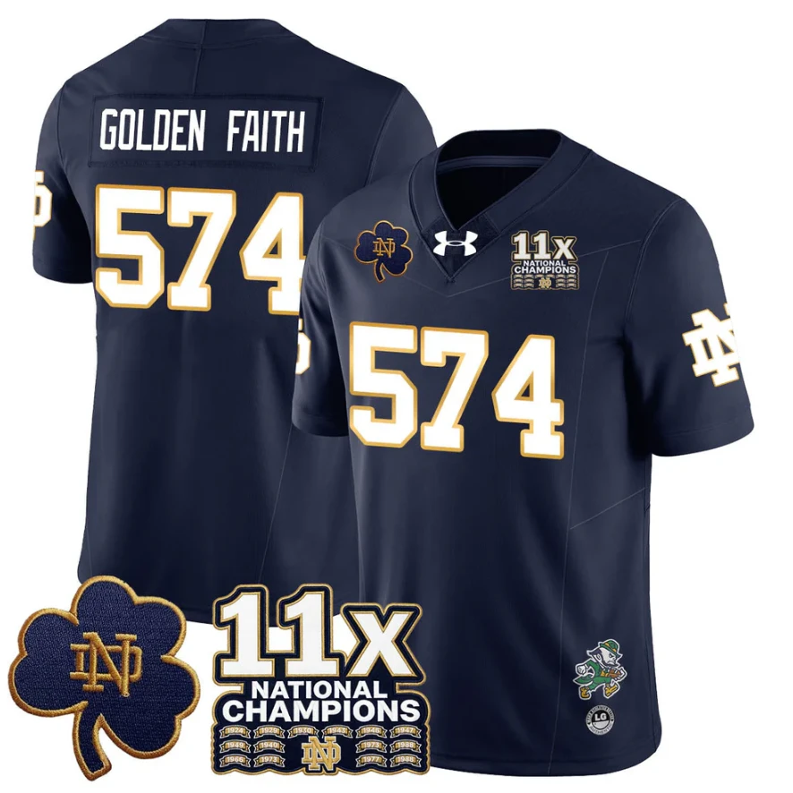 Golden Faith Jersey #574 Notre Dame 11x-Time National Champions Stitched by My Store NCAA Football Jerseys