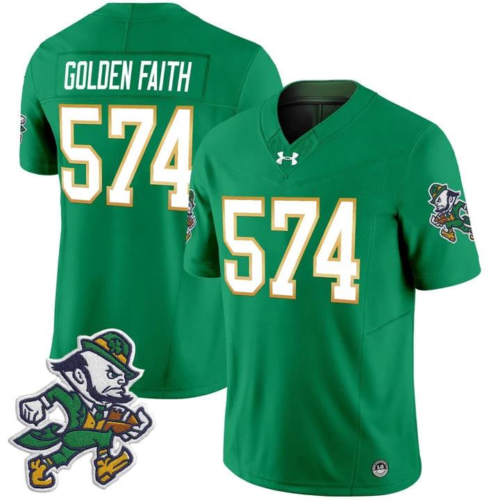 Golden Faith Jersey #574 Notre Dame 2025 Gridiron Leprechaun Edition by My Store NCAA Football Jerseys
