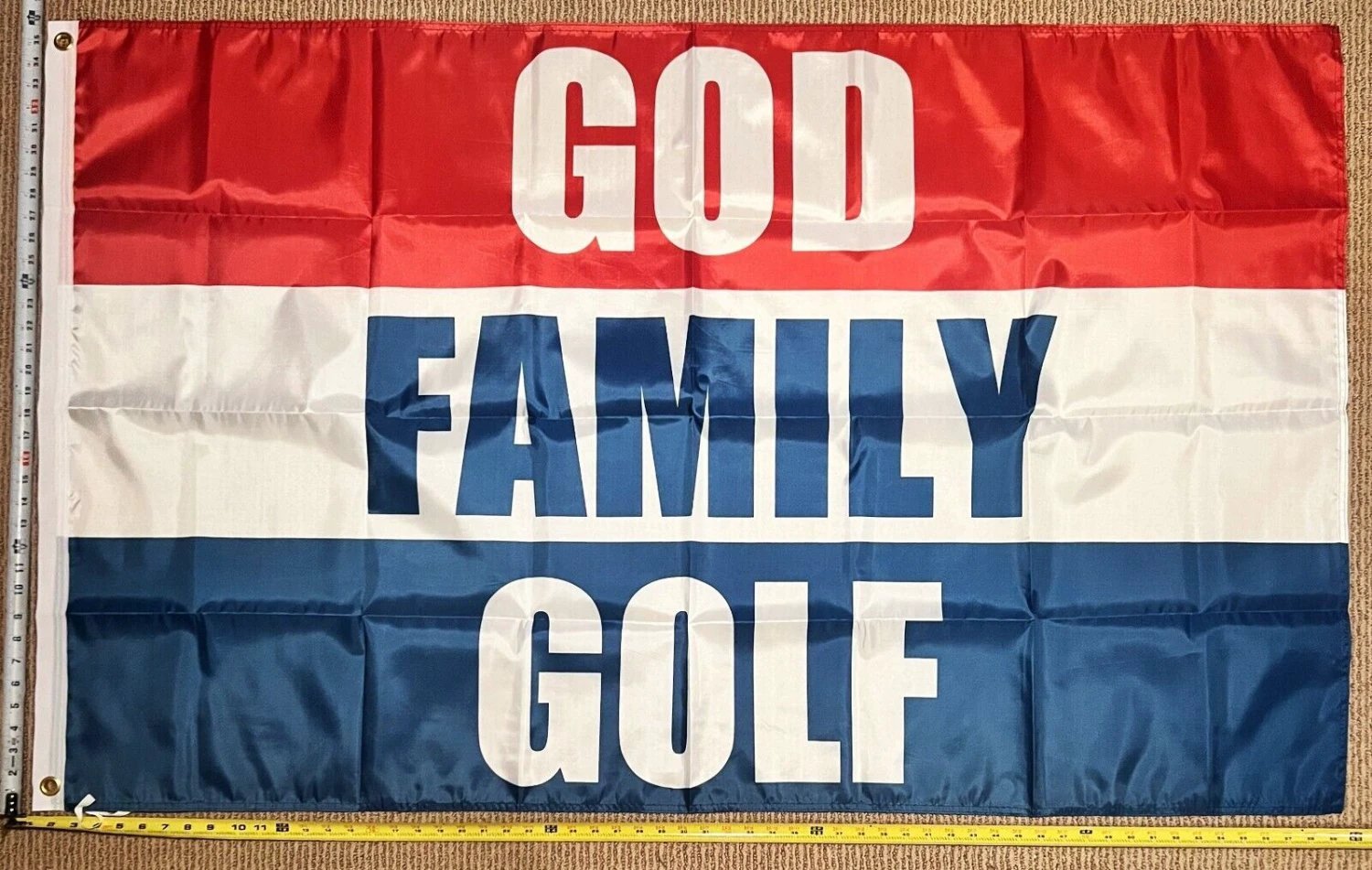 Golf Flag Beer God Save America Racing Farm Dorm Room USA Sign 3x5 by flagsjustdoit