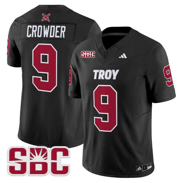 Goose Crowder Jersey #9 Troy Trojans 2025 Vapor Limited Stitched Black Alter by My Store NCAA Football Jerseys
