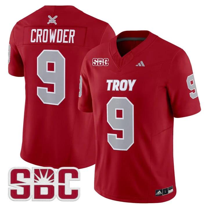 Goose Crowder Jersey #9 Troy Trojans 2025 Vapor Limited Stitched Black Alter by My Store NCAA Football Jerseys
