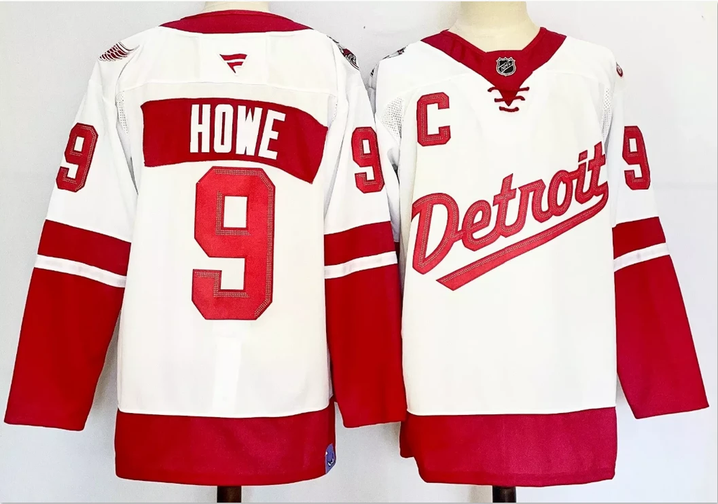 Gordie Howe Jersey #9 Detroit Red Wings 2025 Stadium Series Stitched White by Hockey David