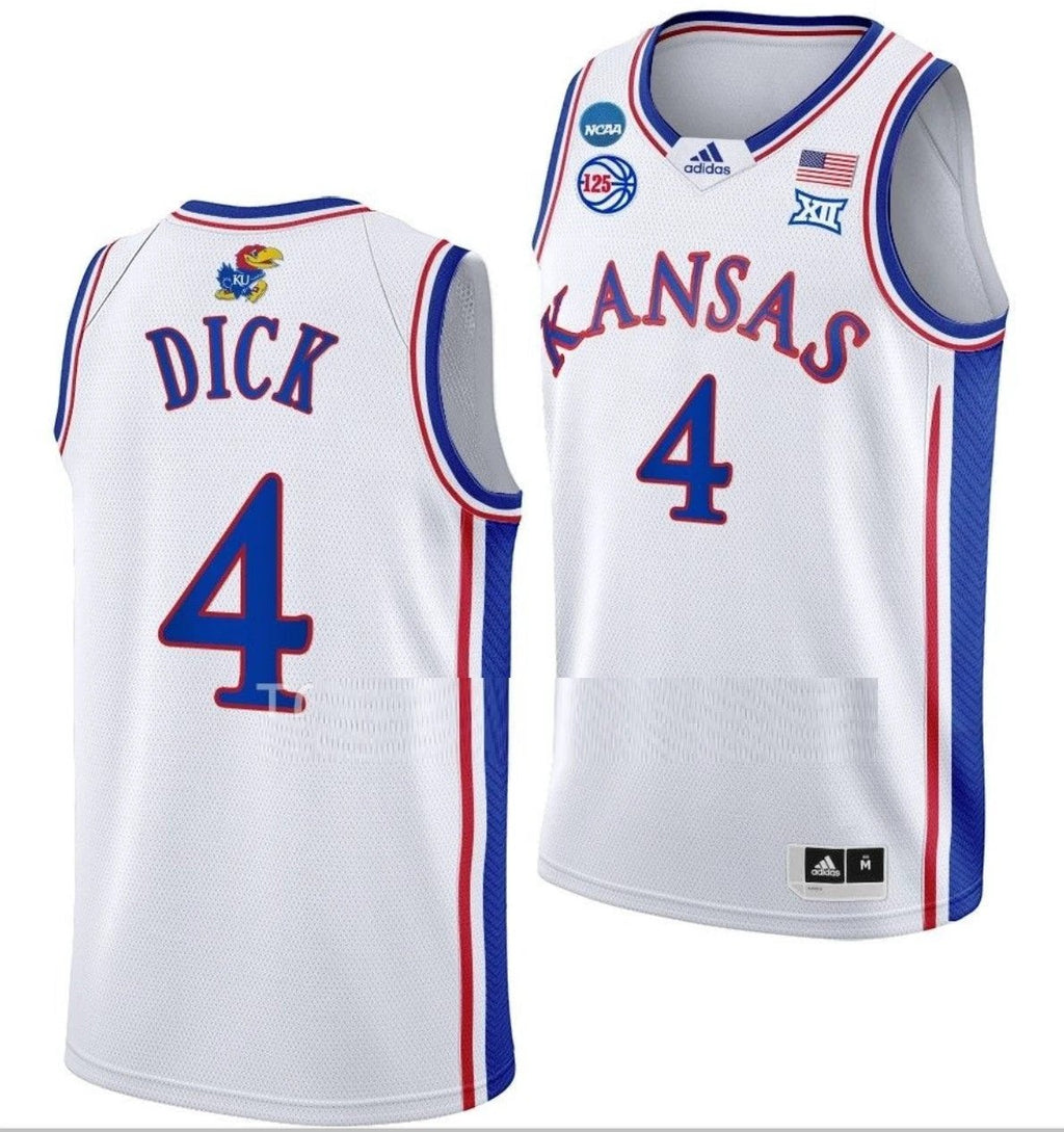 Gradey Dick Jersey Kansas Jayhawks College Basketball 2023 NCAA March Madness White #4 by My store basketball
