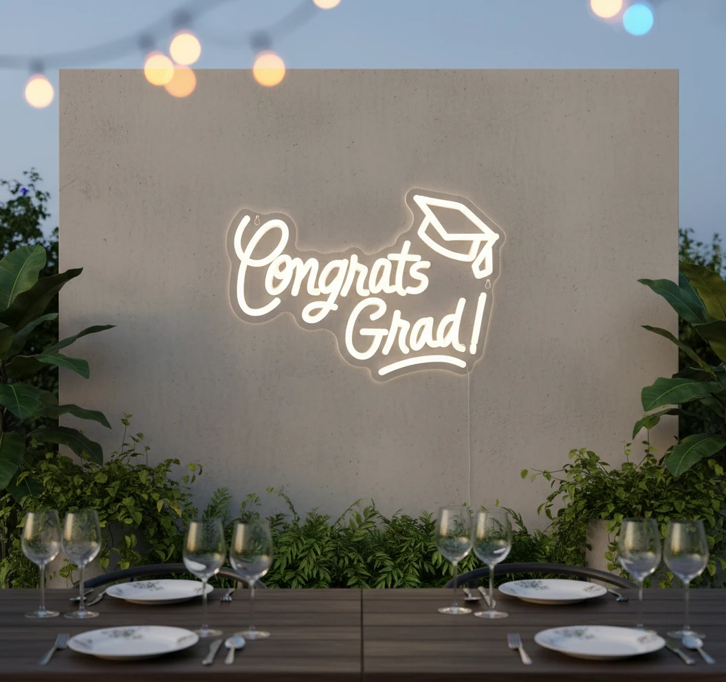 Congrats Grad Neon Sign for Graduation Party Decor by Neonchics