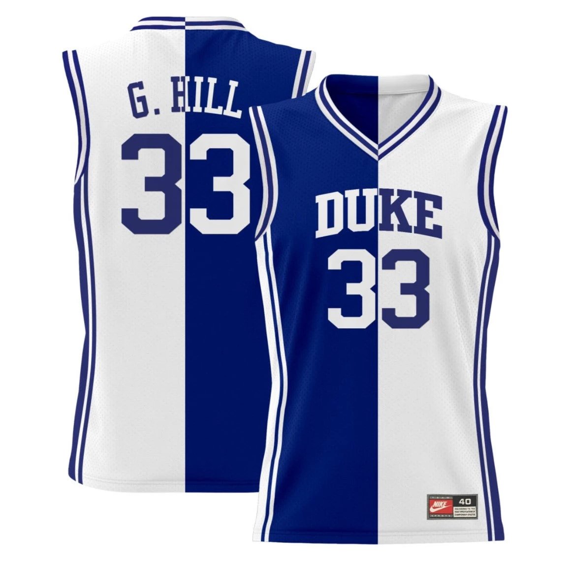 Grant Hill #33 Duke Blue Devils Split Jersey - All Stitched by My store basketball